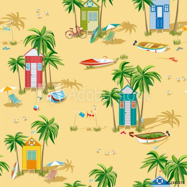 Background with beach huts