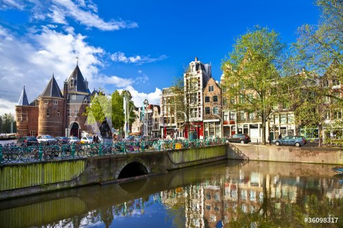 beautiful Amsterdam , canals in downtown - 900192514