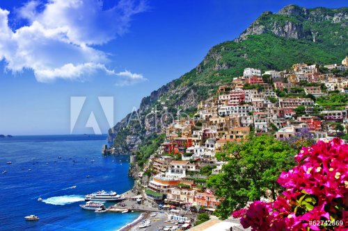 beautiful scenery of amalfi coast of Italy, Positano. - 901156288