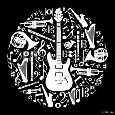 Black and white love for music concept illustration background - 900461680