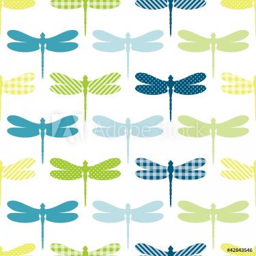 Blue/Green Mix Dragonflies Pattern Seamless Pattern - 900459065