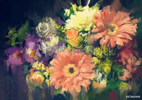 bouquet flowers in oil painting style,illustration - 901148586