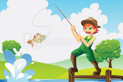 Boy going fishing