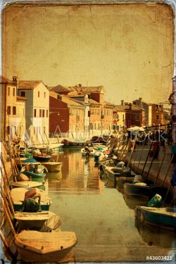 Burano, Venice - old paper - old card - 900572836
