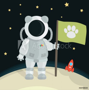 Cat Astronaut Planting Flag On The Moon - 900462138