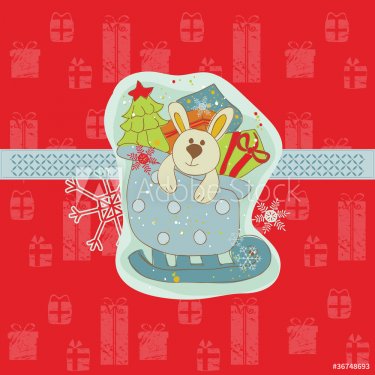 Christmas Card with Bunny  in vector - 900600988