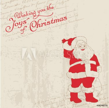 Christmas Card with Vintage Santa- for invitation, greetings - 900600987