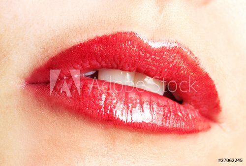 Close-up lips of beauty young woman - 900636343