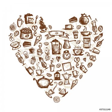 Coffee time, heart shape for your design