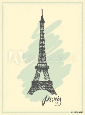 Eiffel Tower drawn in a simple sketch style - 901154008