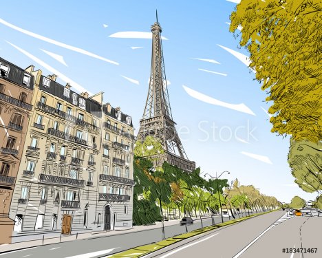 Eiffel Tower vector sketch. Paris, France. Hand drawn vector illustration - 901151294
