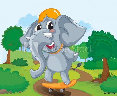 Elephant on a skateboard - 900460570