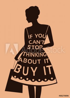 Fashion woman in dress made from quote - 901145923