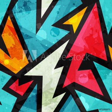 graffiti geometric seamless pattern with grunge effect
