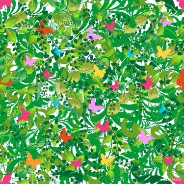 Green floral spring and summer pattern
