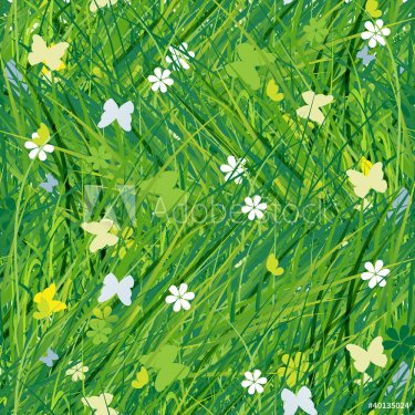 Green meadow, seamless pattern for your design - 900459129