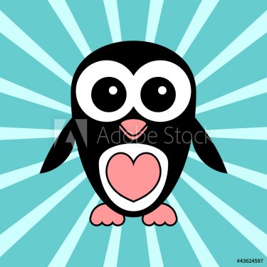 Greeting card with cute penguin - 900590693