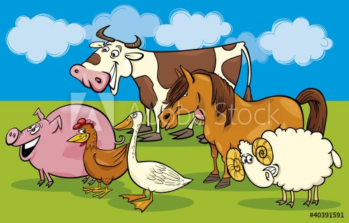 Group of cartoon farm animals - 900454226