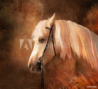 Horse portrait. Simulation of old oil painting style - 901142608
