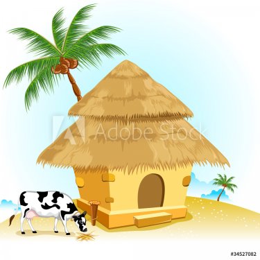 Hut with Cow - 900455909