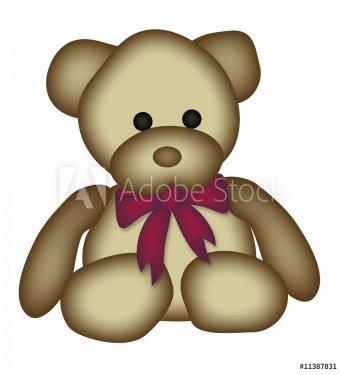 illustration of teddy bear with red bow - 900739700