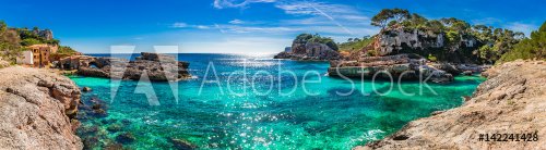 Island scenery, seascape Spain Majorca, beach bay Cala s'Almunia, beautiful coastline Mediterranean Sea