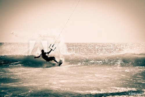 Kitesurfing in Andalusia, Spain. - 900274083