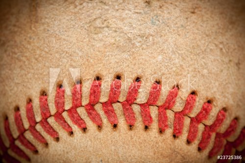 Macro Detail of Worn Baseball - 901143477