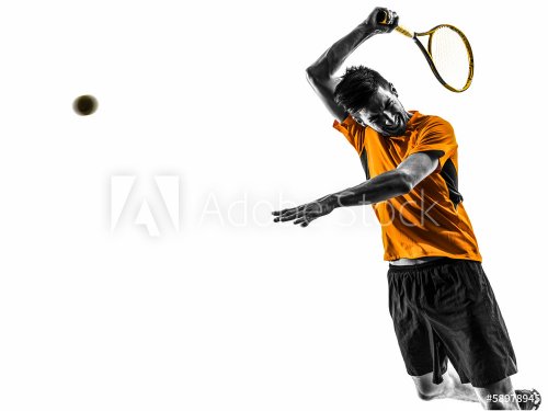 man tennis player portrait silhouette - 901141917