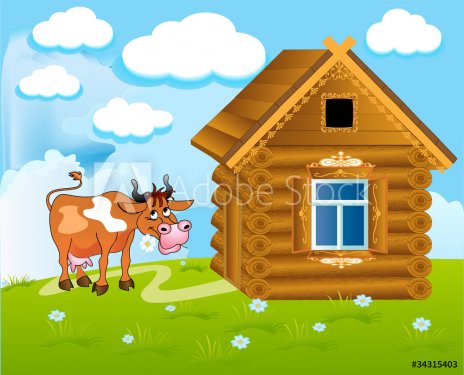 merry cow with flower - 900459763