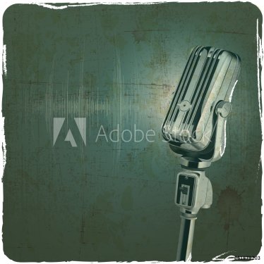 Microphone retro vintage grunge background - 900557843