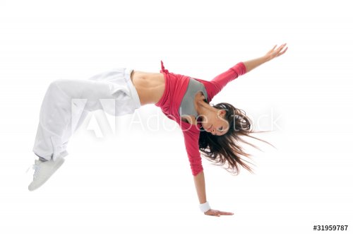 modern slim hip-hop style woman dancer break dancing - 900739845