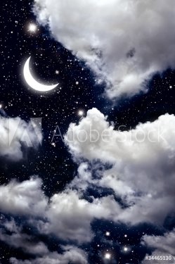 moon and star in The night sky - 900498432