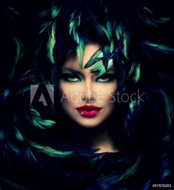 Mysterious Woman Portrait. Beautiful Model Woman Face Closeup - 901149769