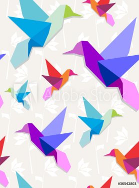 Origami hummingbirds pattern background - 900461723