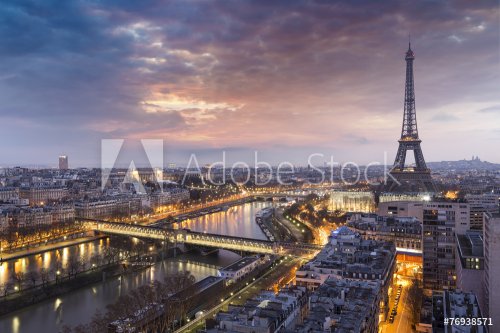 Panorama de la ville de Paris avec la Tour Eiffel - 901144499