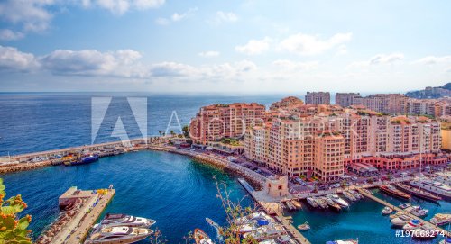 panoramic view of the bay with yachts in Monaco