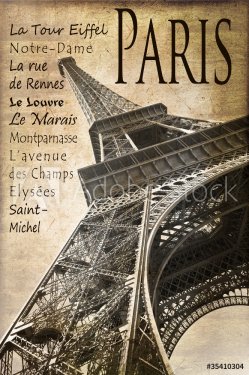 Paris, la Tour Eiffel, vintage sépia - 900593862