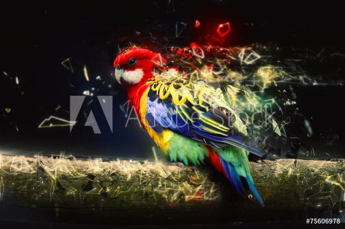 Parrot on the branch, abstract animal concept - 901153389