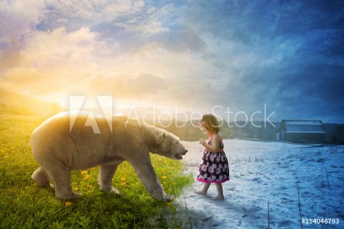 Polar bear and little girl - 901151792