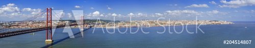 Ponte 25 de Abril Bridge in Lisbon, Portugal. Connects the cities of Lisbon a... - 901154180