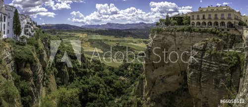 Ronda (Spain) landscape panoramic view. - 901147299