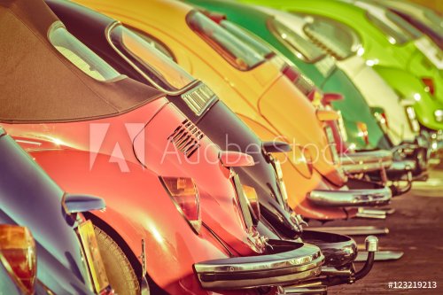 Row of colorful classic cars