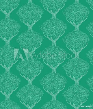 seamless pattern with beautiful trees - vector illustration - 900461497