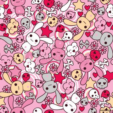 Seamless pattern with doodle. Vector kawaii illustration.