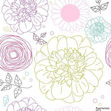 Seamless pattern with  flowers - 900465793