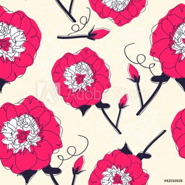 Seamless pattern with flowers - 900465825