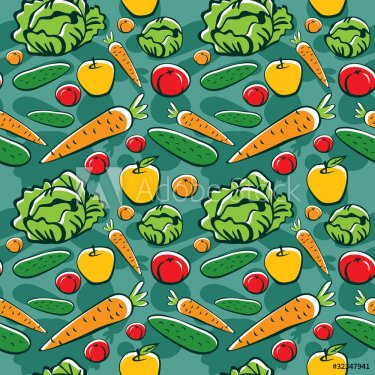 seamless pattern with vegetables and fruits - 900461509