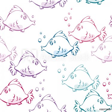 Seamless vector fish background - 900459693