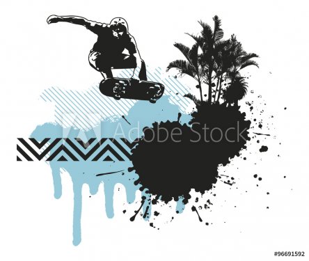 skater jump with grunge summer background